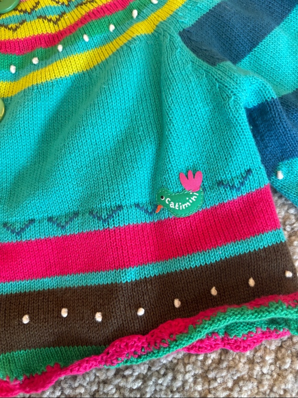 Catimini lot of 3 Girls Bright Pink Knit Cardigans with Playful Patch Details 2T - Picture 3 of 10
